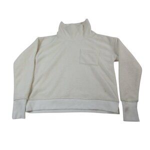 Vineyard Vines Sweater Womens Small Beige Sherpa Fleece Turtleneck Ribbed Hem